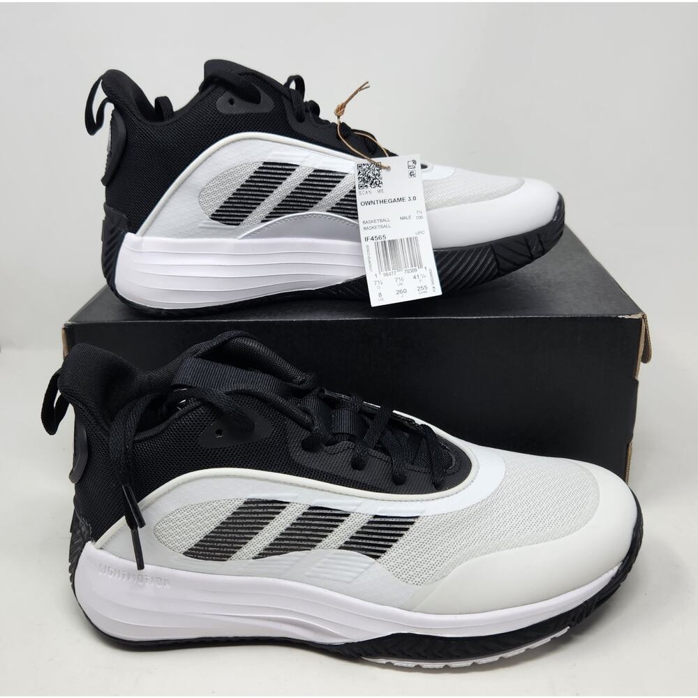 Adidas Own The Game 3.0 Mens 8 Cloud White Core Black Basketball Shoe IF4565
